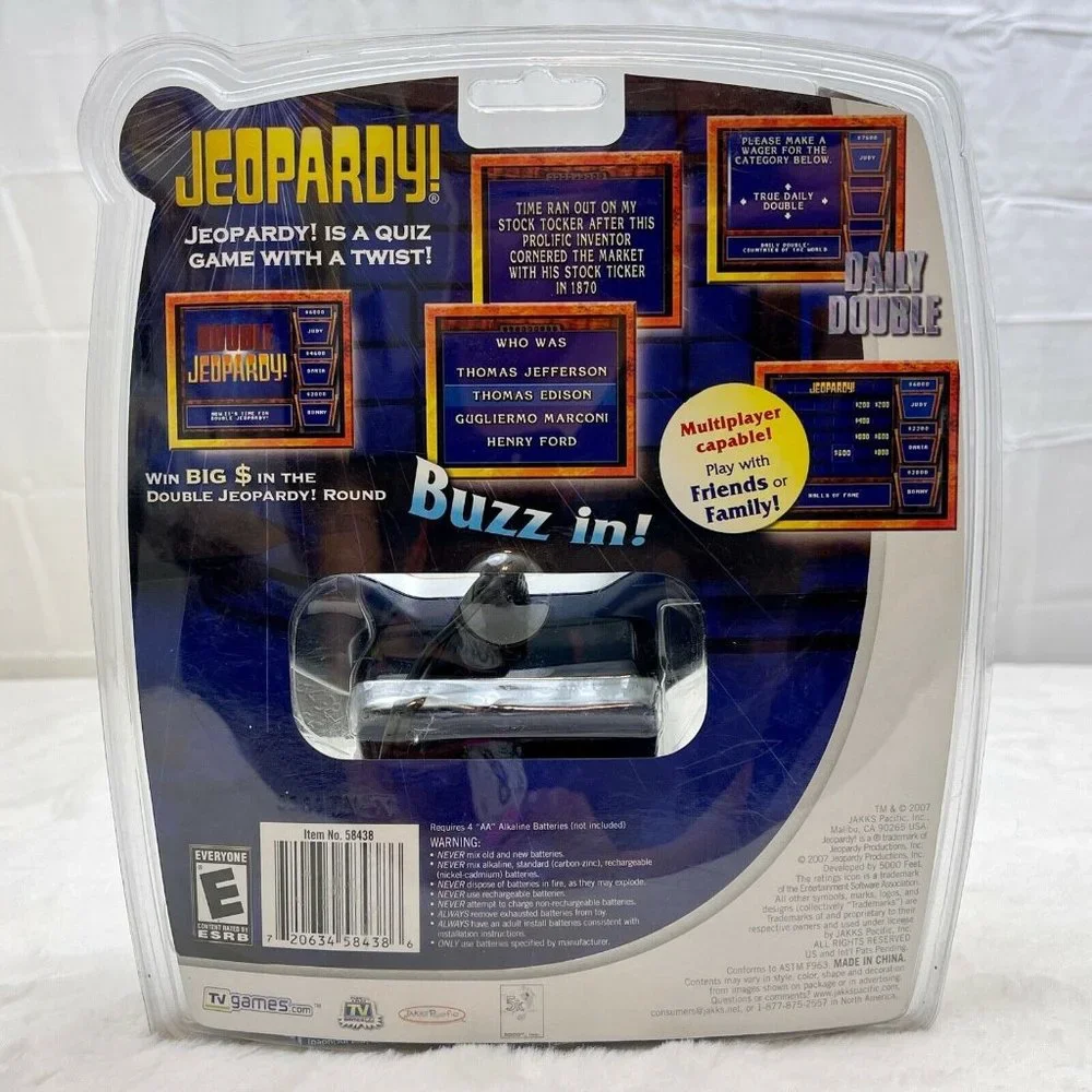 Jeopardy Plug & Play TV Video Game Edition 1 2007 Jakks Pacific New Sealed